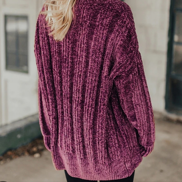 Plum purple chenille sweater size XL - Picture 2 of 11